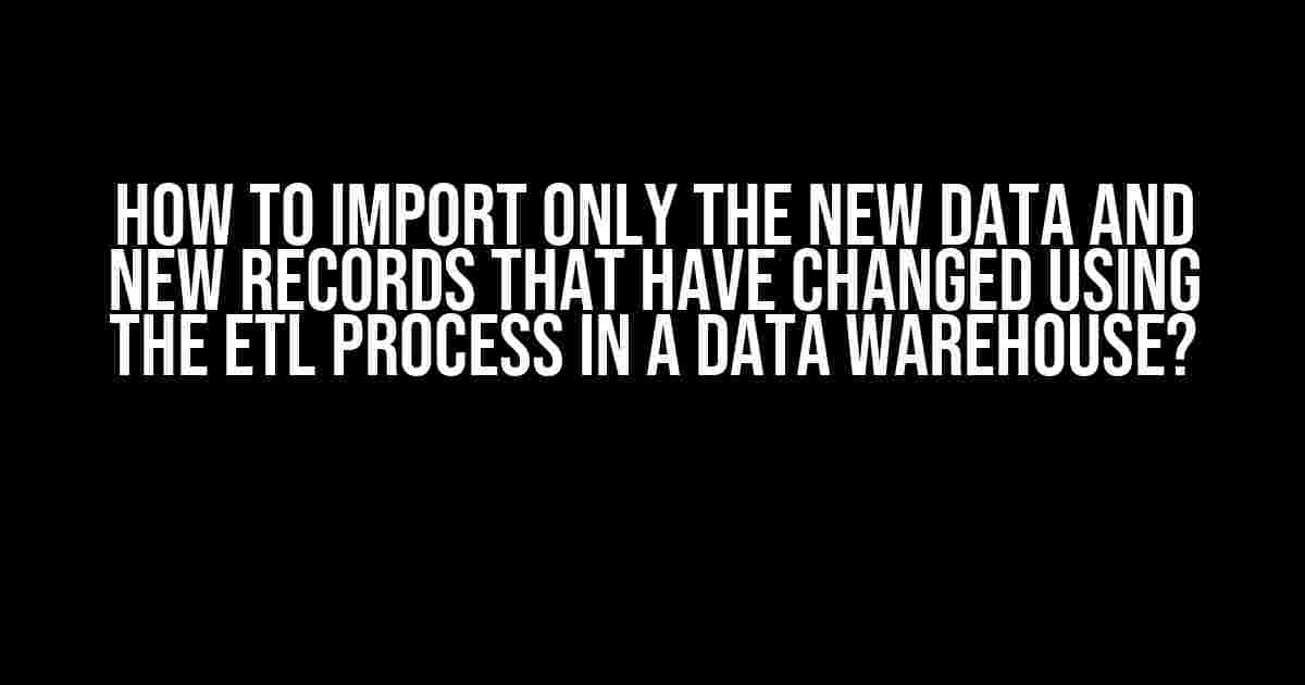 How to Import Only the New Data and New Records that Have Changed Using the ETL Process in a Data Warehouse?